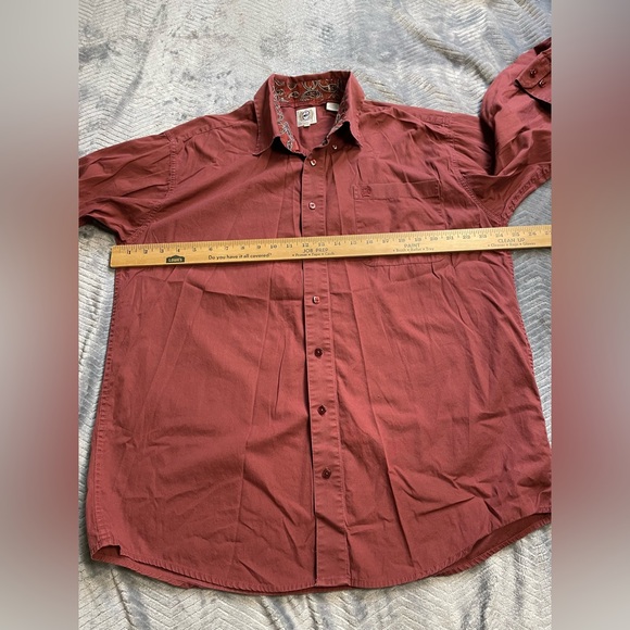 Mens Cinch Rusty Burgundy Western Square Button Up Shirt - Picture 3 of 6